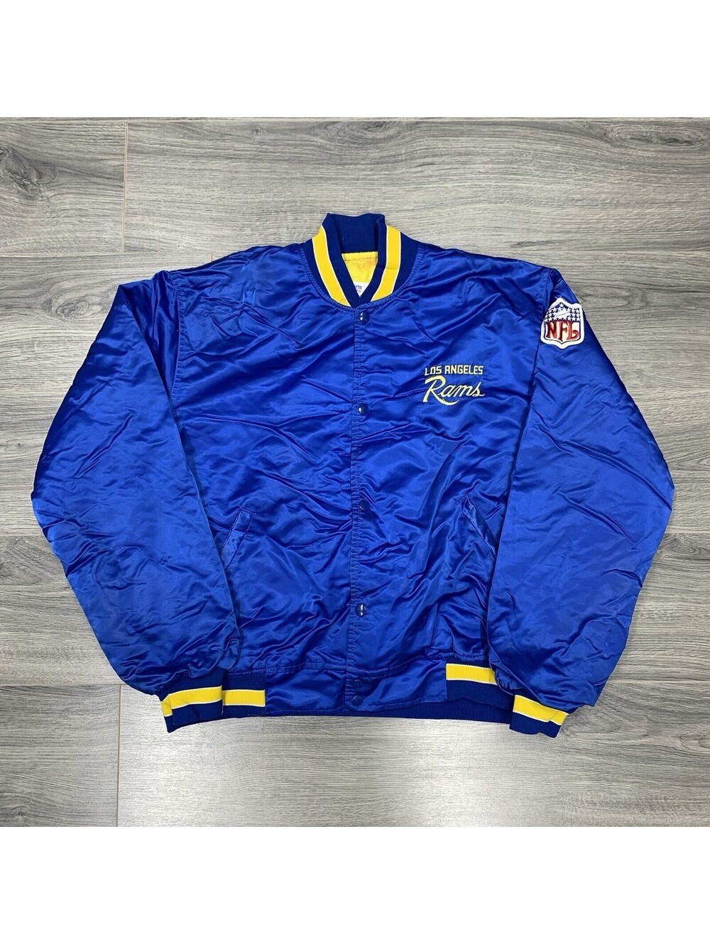 Vintage 1990S Starter Los Angeles Rams Satin Jacket XXL Rare Men’s Blue NFL